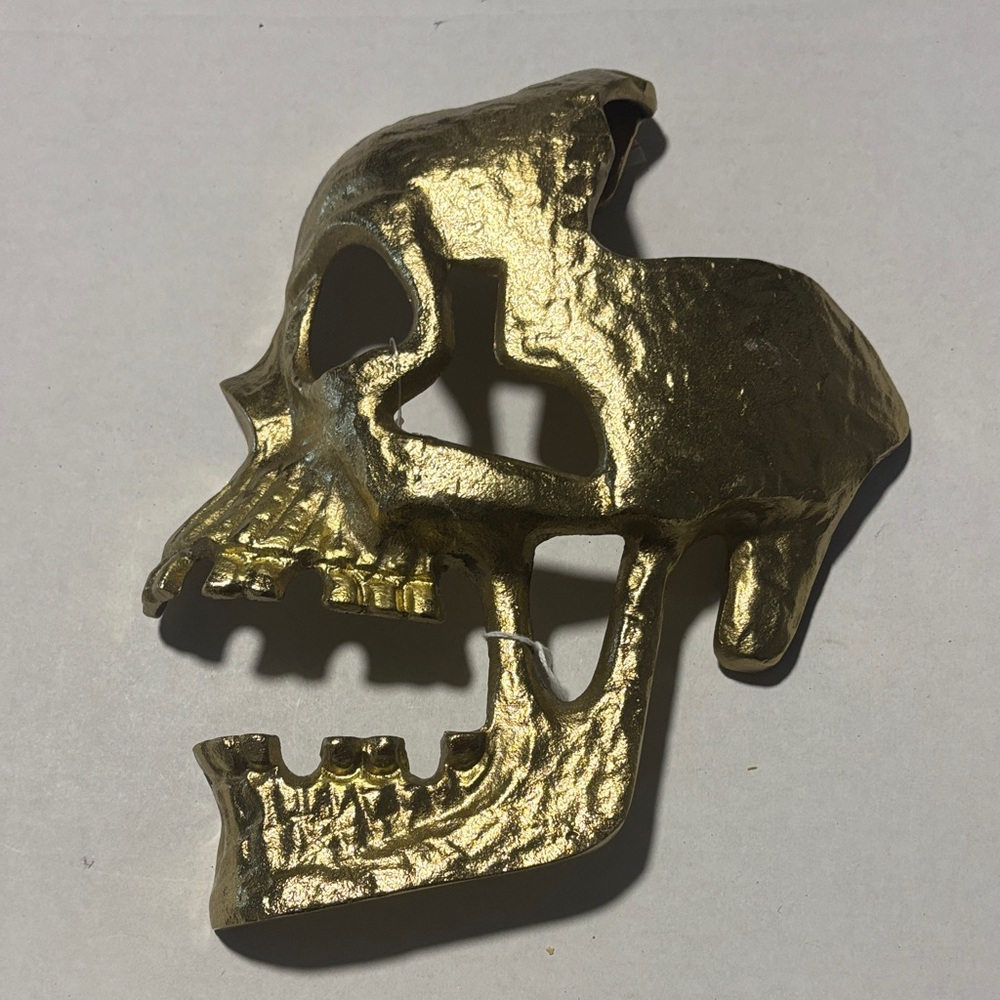 Gold Tone Skull Mask 11 in wall decor